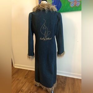 VINTAGE BABY PHAT FULL LENGTH DENIM & FUR COAT - PERFECT CONDITION!